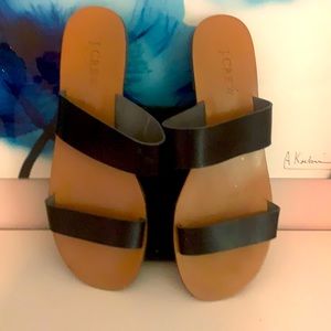 Sz 8 j crew black leather sandals